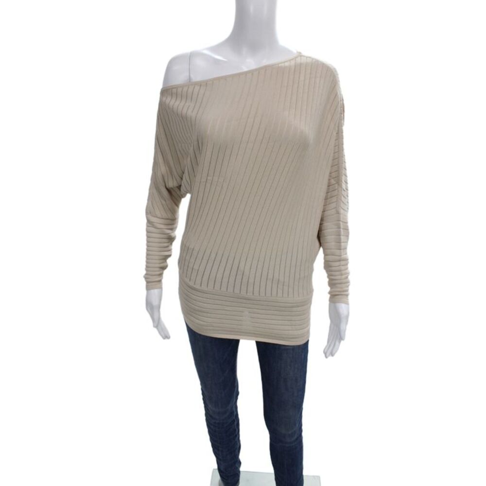 Reiss Unisex Pullover Striped Beige Sweater Long Sleeve Size M